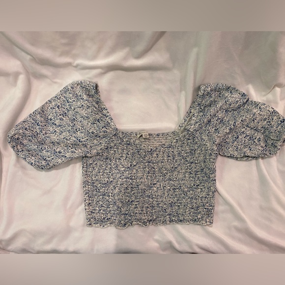 American Eagle Floral Smocked Floral Neck Top - Picture 2 of 4